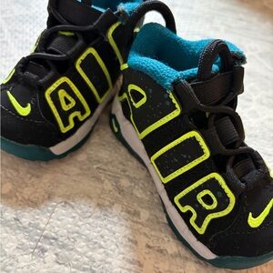 Nike Air Kids Sneakers Black and Teal with Neon Accents